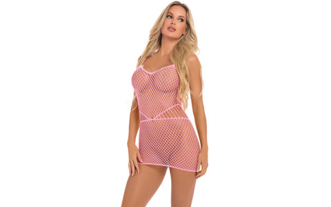 Pink Lipstick Roll Up Net Sexy Womens Mini Dress One Size Pink - Skirts And Club Wear