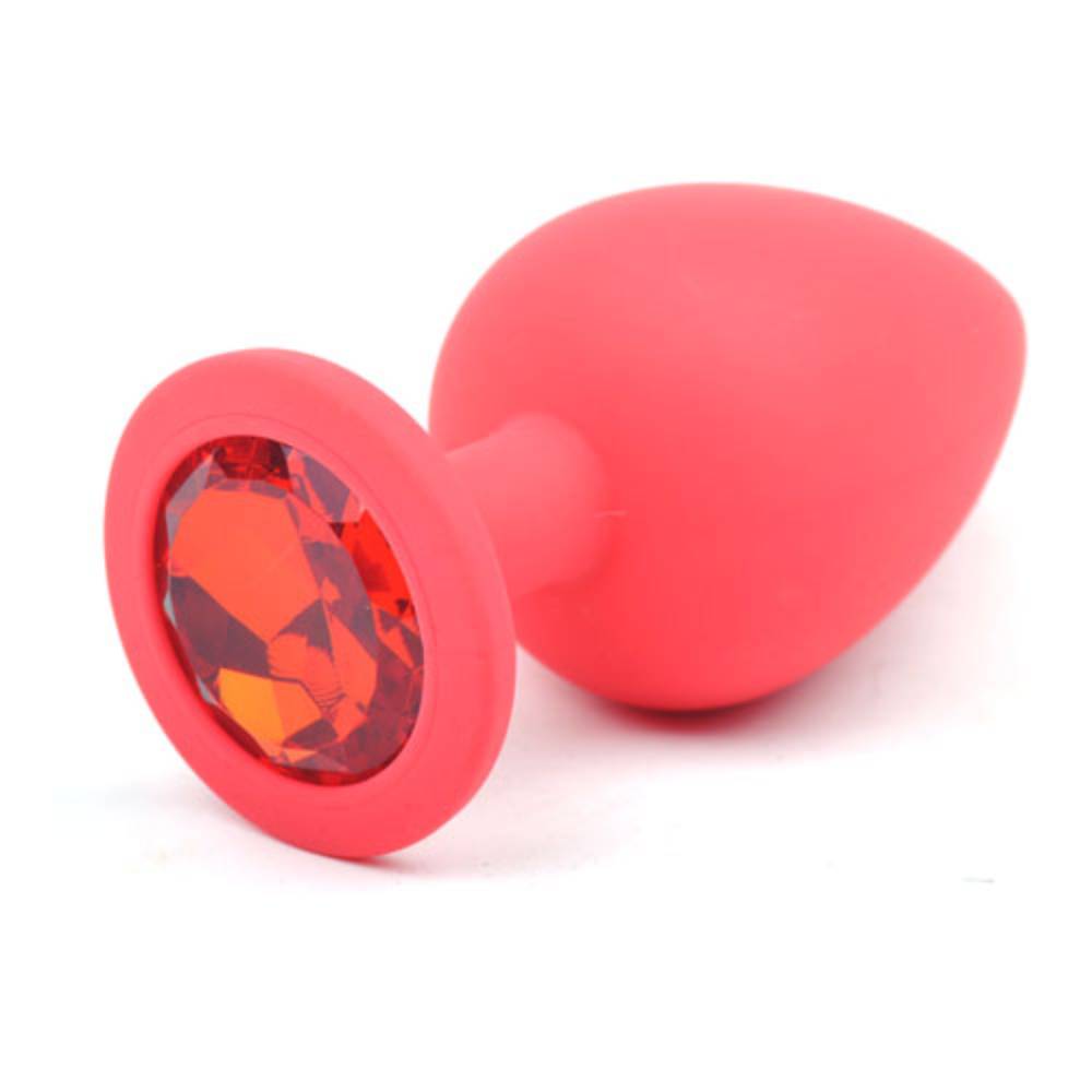 Daytona Red Silicone Anal Plug With Red Diamond Butt Plugs