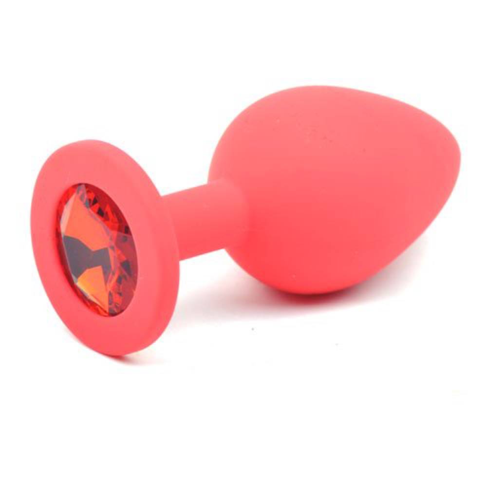 Daytona Red Silicone Anal Plug With Red Diamond Butt Plugs