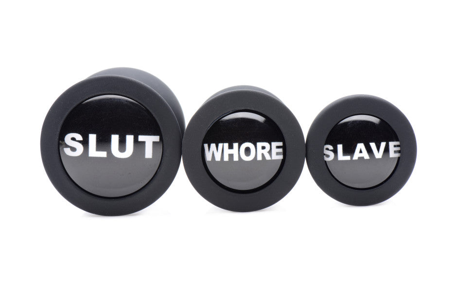 XR Brands Dirty Words 3 Piece Anal Plug Set - Butt Plugs