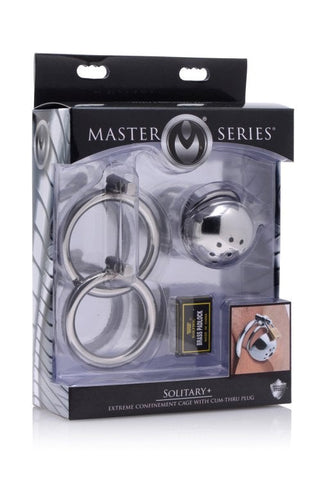 Solitary Plus Extreme Confinement Cage with Cum-Thru Plug - Male Chastity