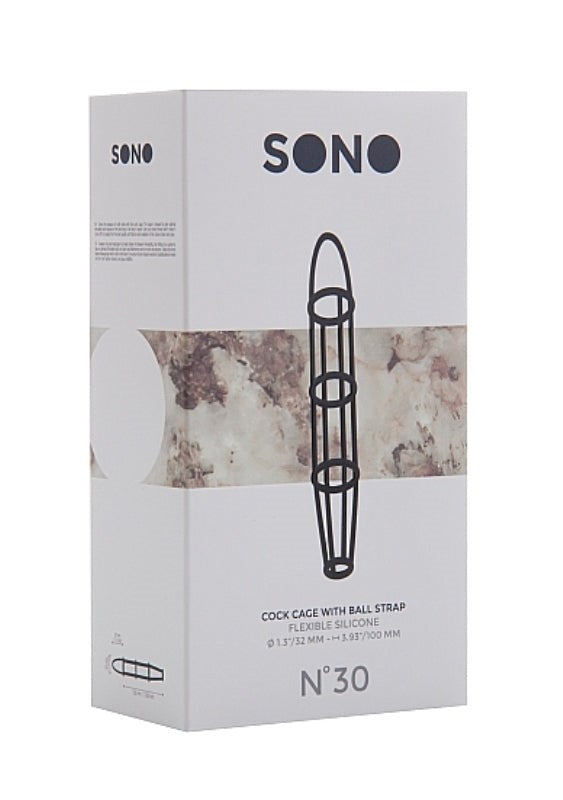 SONO No. 30 Silicone Cockcage with Ball Strap Black Pumps, Extenders and Sleeves