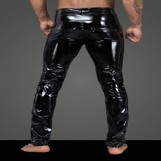 Noir Handmade Mens Long Elastic PVC Pants - His Fetish