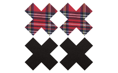 Peekaboo Sexy Schoolgirl X Nipple Pasties Black & Red - Fancy Dress Ups