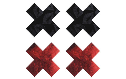 Peekaboo Stolen Kisses X Womens Sexy Pasties Red & Black - Fancy Dress Ups