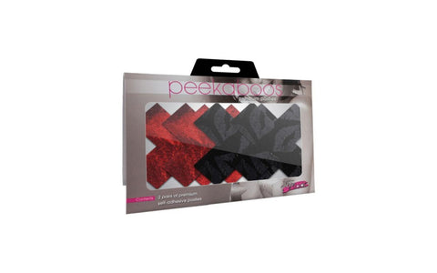Peekaboo Stolen Kisses X Womens Sexy Pasties Red & Black - Fancy Dress Ups