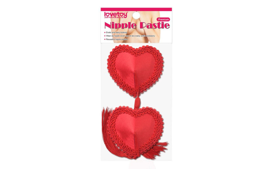 Lovetoy Reusable Red Heart Tassels Womens Nipple Pasties Breast and Nipple Toys