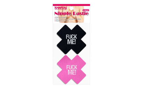 Lovetoy FUCK ME Cross Pattern Nipple Pasties Twin Pack - Breast and Nipple Toys