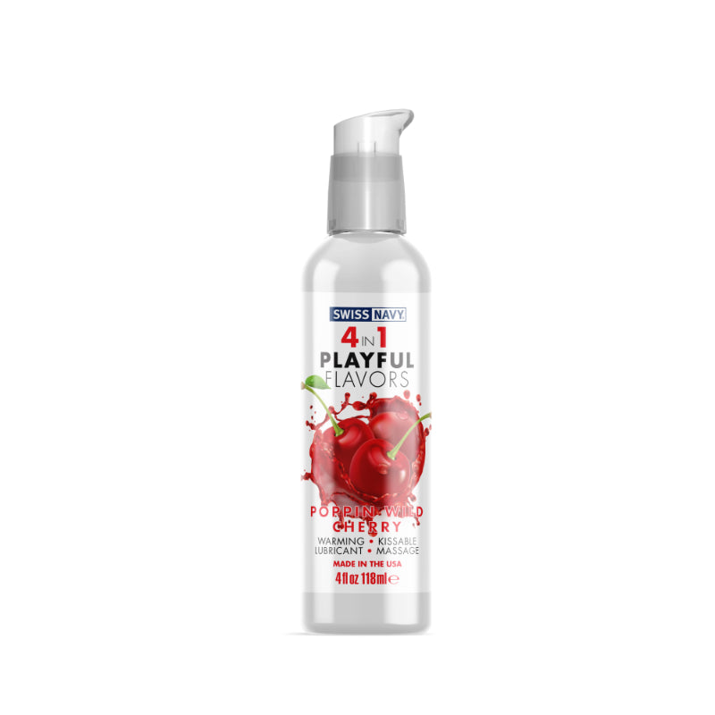 Swiss Navy Playful Flavours 4 In 1 Poppin Wild Cherry Water Based Lubricant Water Based Lubes