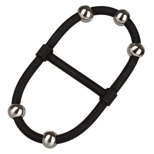 CalExotics Steel Beaded Dual Silicone Maximizer Cock Ring - Stretchy Cock Rings