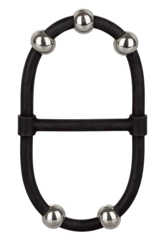 CalExotics Steel Beaded Dual Silicone Maximizer Cock Ring - Stretchy Cock Rings