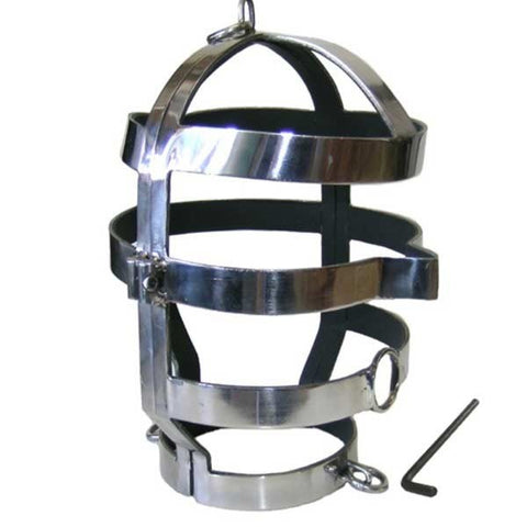 Steel Head Cage With Mouth Hole - Male Chastity