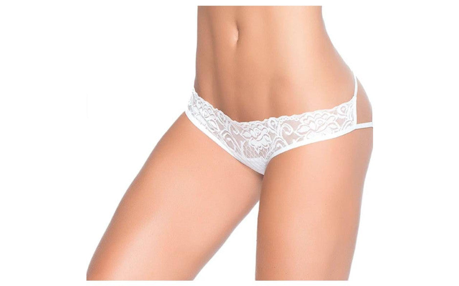 Mapale Elastic Strap Caged Back Lace Pantie White G-Strings, Panties and Shorts