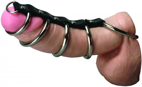 Extreme BDSM Pleasure - 5 Interconnected Steel Rings by XR Brands - Cock Rings