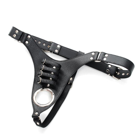 Strict Leather Harness with 4 Penile Straps - Male Chastity