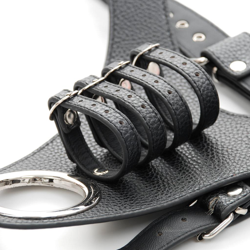 Strict Leather Harness with 4 Penile Straps Male Chastity