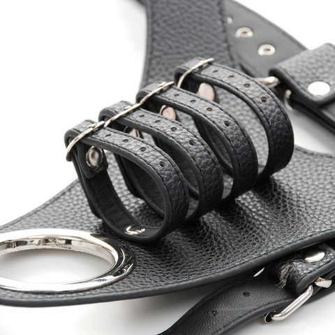 Strict Leather Harness with 4 Penile Straps - Male Chastity