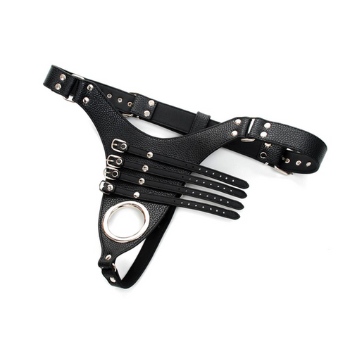 Strict Leather Harness with 4 Penile Straps - Male Chastity