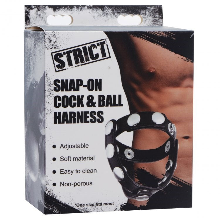 Strict Snap-On Mens Cock And Ball Harness Cock Rings