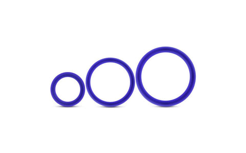 Performance Silicone Cock Rings Set 3 Piece Indigo - Cock Ring Sets