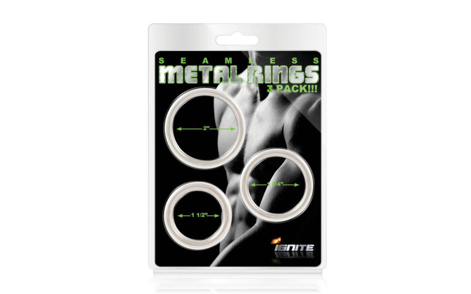 SI Novelties Seamless 3 Piece Metal Cock Ring Set Cock Ring Sets