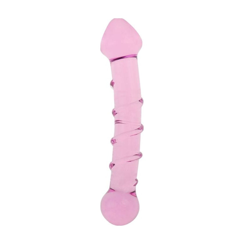 Lovetoy Glass Romance 5 Glass Dong 7 Inch Pink Glass Sex Toys