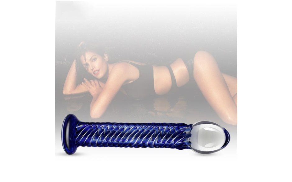 Glass Romance 7 Glass Dong 7.5 Inch Blue Glass Sex Toys