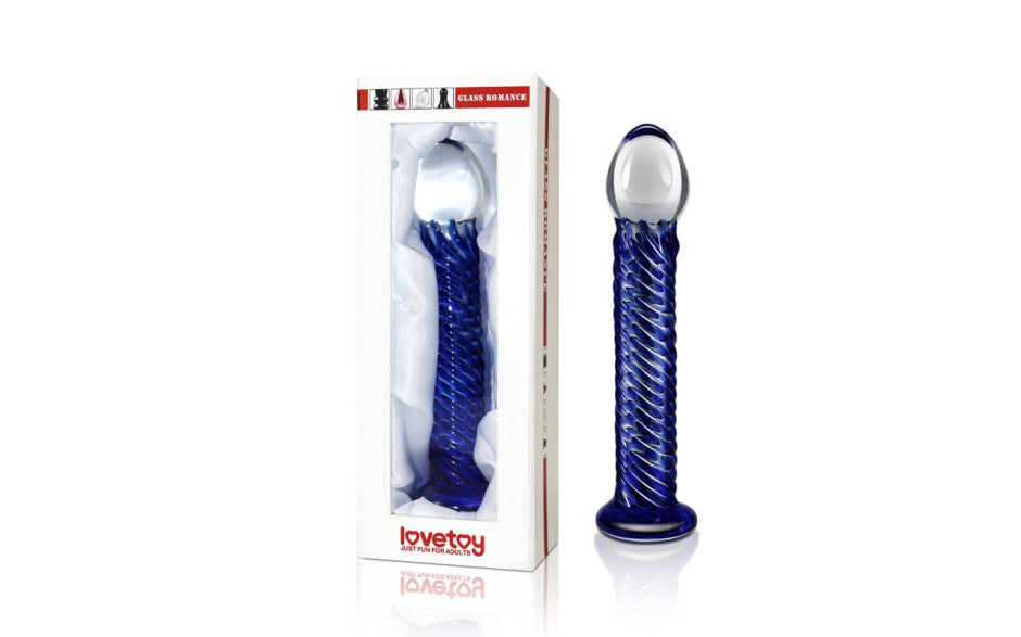 Glass Romance 7 Glass Dong 7.5 Inch Blue Glass Sex Toys