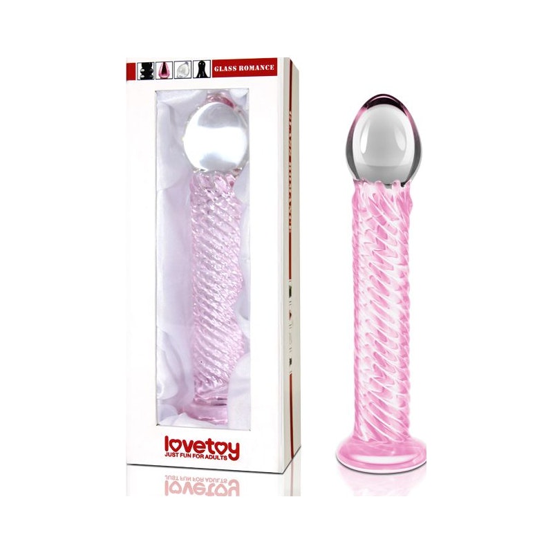 Lovetoy Glass Romance 7 Realistic Glass Dildo 7.5 Inch Pink Glass Sex Toys