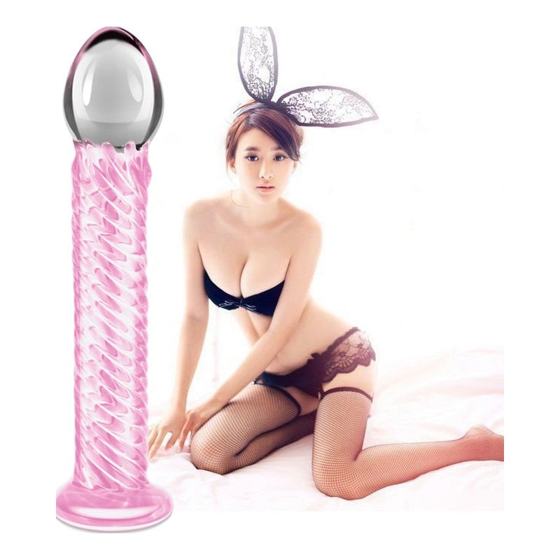 Lovetoy Glass Romance 7 Realistic Glass Dildo 7.5 Inch Pink Glass Sex Toys