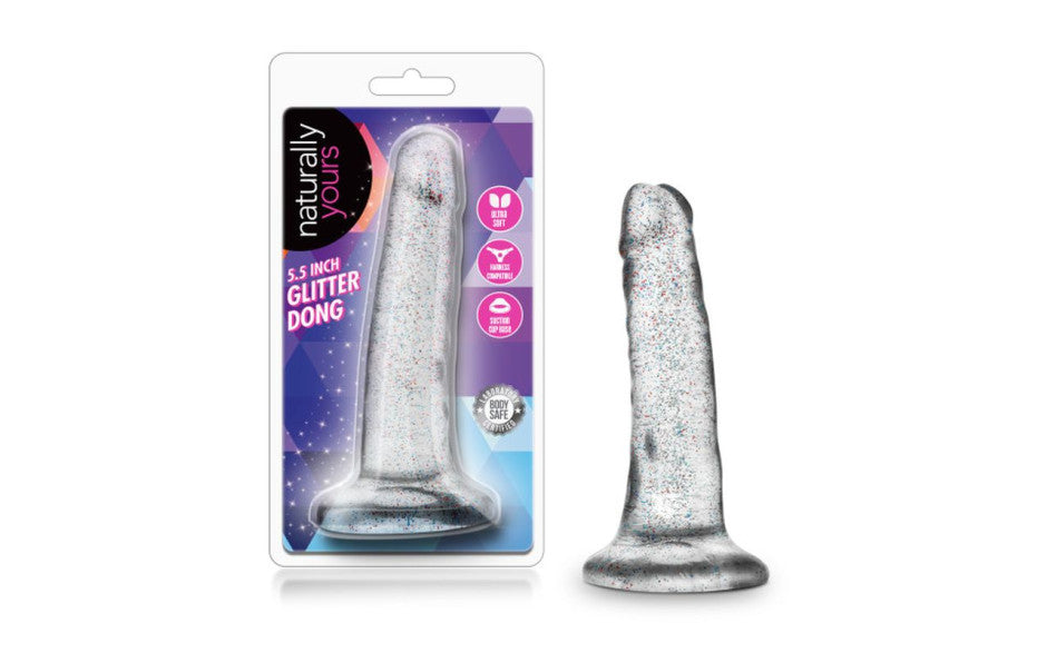 Naturally Yours Glitter Realistic Dong Clear 5.5 Inch Realistic Dildos