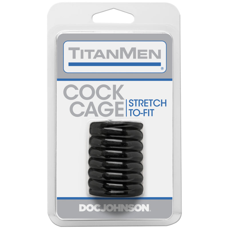 Titanmen Ribbed Textured Stretchy Male Cock Cage Male Chastity