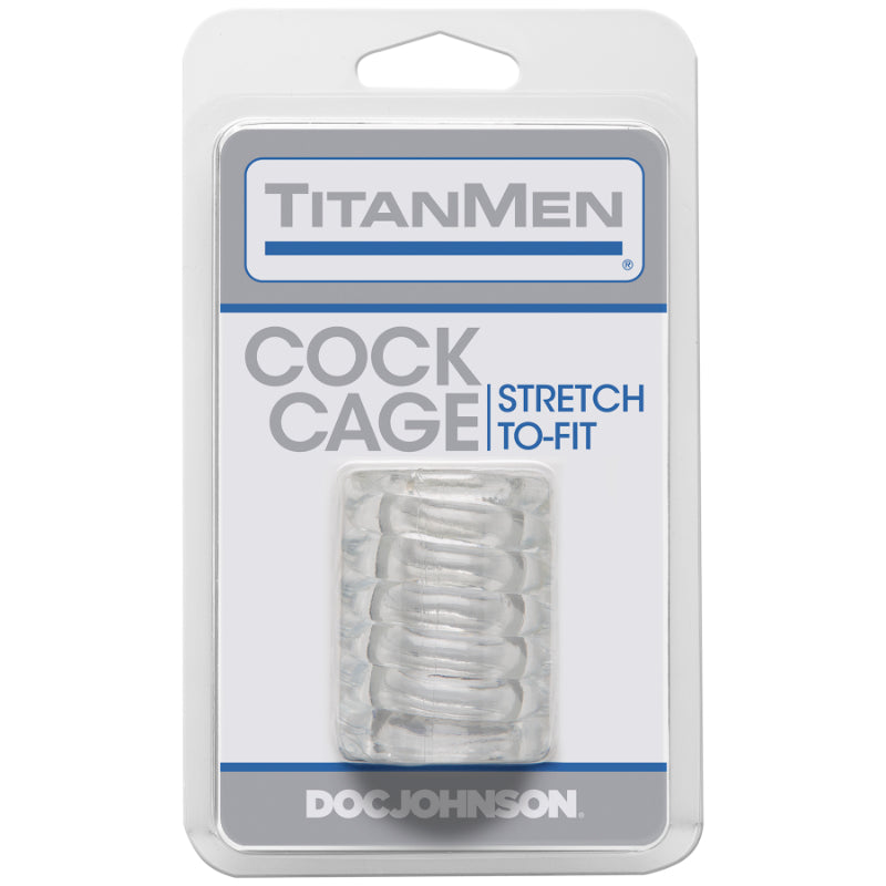 Titanmen Ribbed Textured Stretchy Male Cock Cage Male Chastity