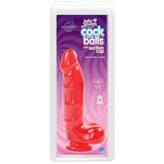 Jelly Jewels Realistic Cock And Balls With Suction Cup - Realistic Dildos