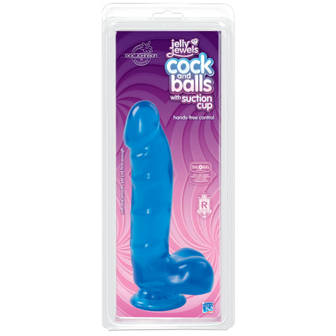 Jelly Jewels Realistic Cock And Balls With Suction Cup - Realistic Dildos