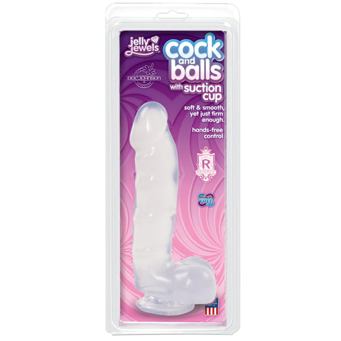 Jelly Jewels Realistic Cock And Balls With Suction Cup - Realistic Dildos