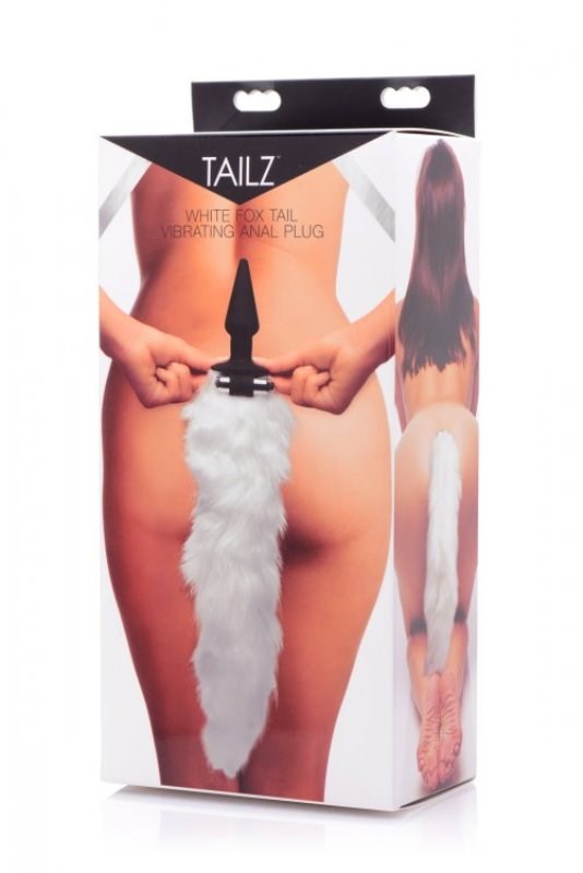 Tailz White Fox Tail Vibrating Anal Plug Butt Plugs