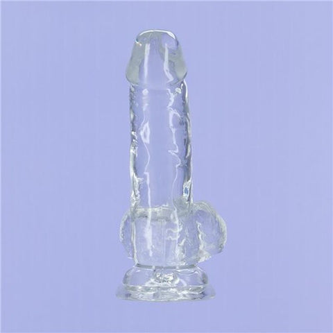 Addiction Crystal Realistic Dildo With Balls Clear - Realistic Dildos