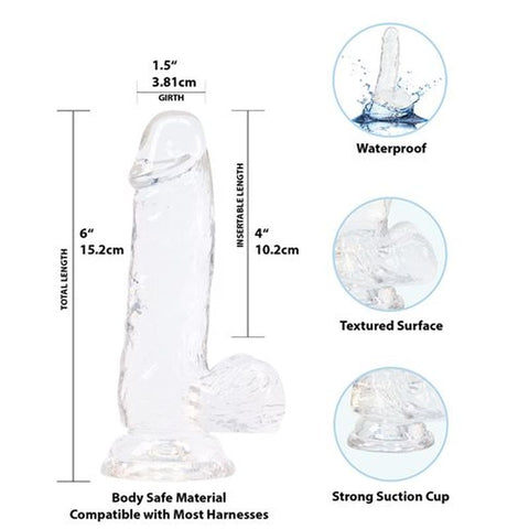 Addiction Crystal Realistic Dildo With Balls Clear - Realistic Dildos