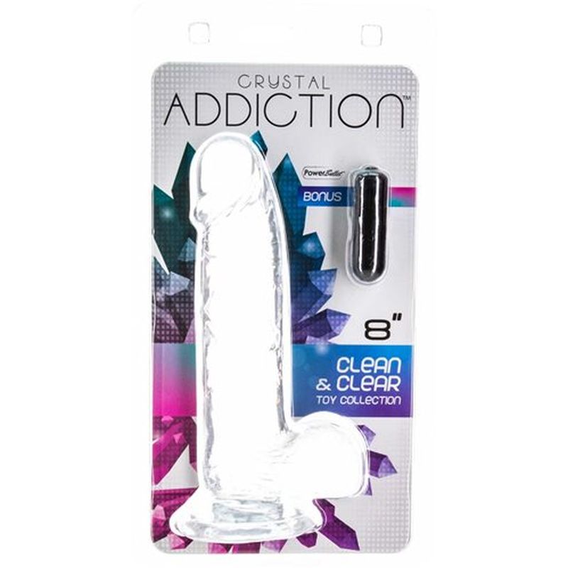 Addiction Crystal Realistic Dildo With Balls Clear Realistic Dildos
