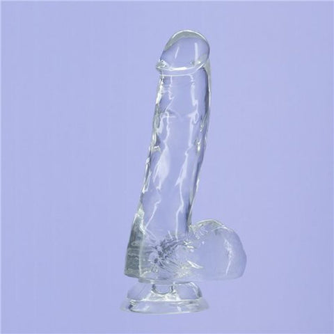 Addiction Crystal Realistic Dildo With Balls Clear - Realistic Dildos