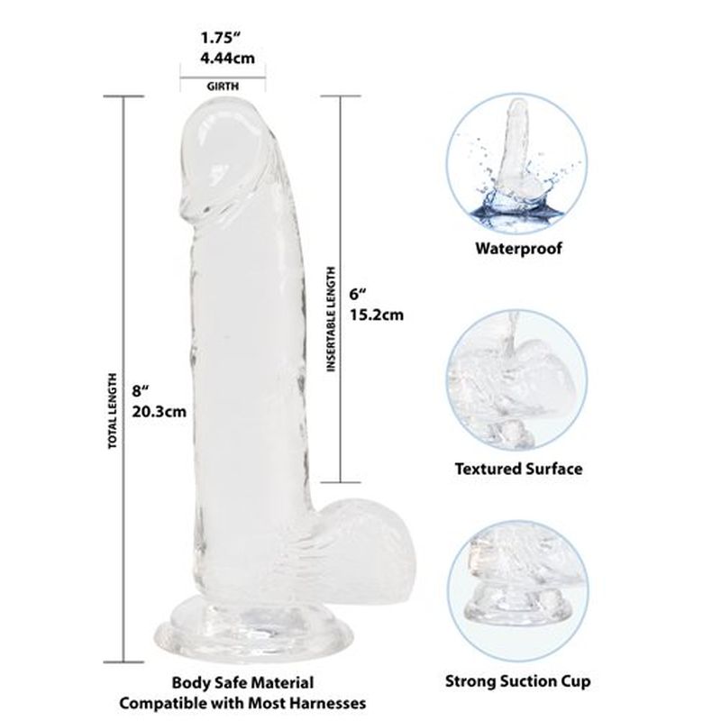 Addiction Crystal Realistic Dildo With Balls Clear Realistic Dildos