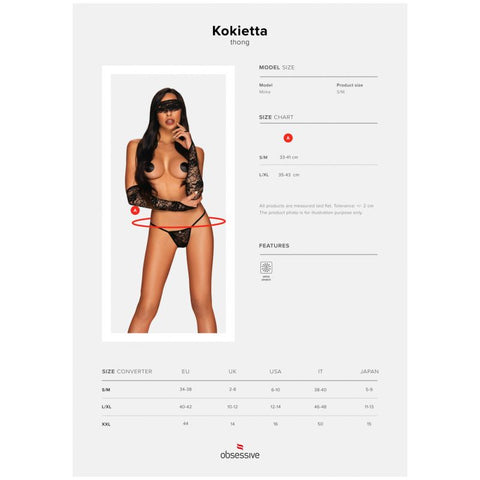 Obsessive Kokietta Sexy and Stretchy Womens Thong Black - G-Strings, Panties and Shorts