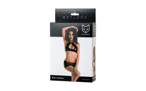 Glossy Brianna Sexy Womens Wetlook Lingerie Set - Her Fetish