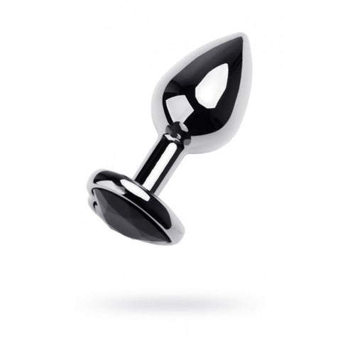ToyFa Metal Anal Plug with Black Tourmaline Heart Gem Small - Butt Plugs