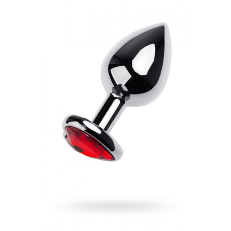 Metal Silver Anal Plug With Heart Shaped Crystal Gem Medium Butt Plugs