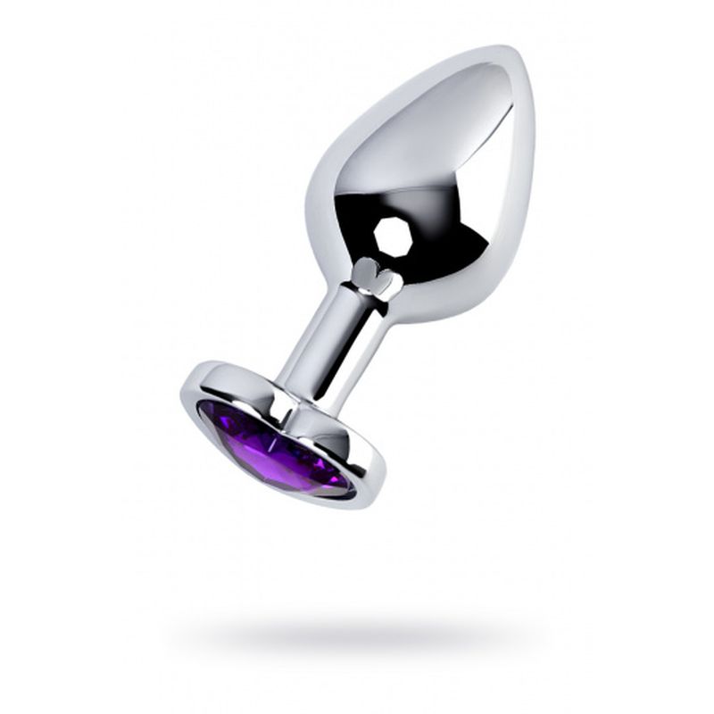 Metal Silver Anal Plug With Heart Shaped Crystal Gem Medium Butt Plugs
