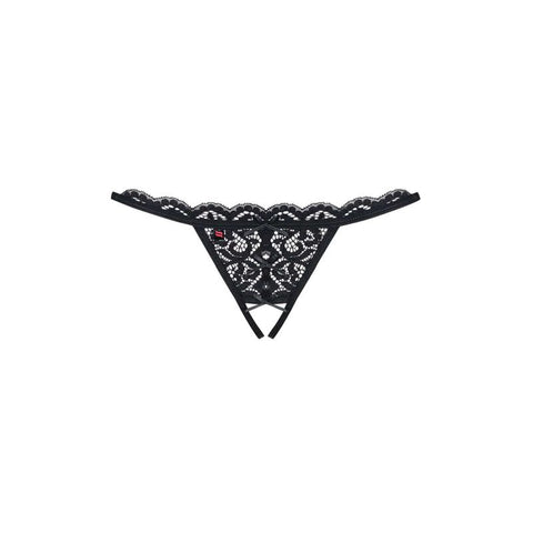 Obsessive Crotchless Lace Womens Thong 831 Black - G-Strings, Panties and Shorts