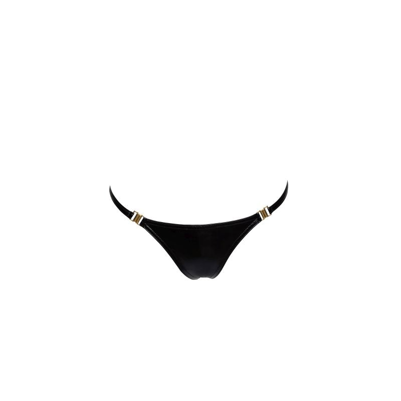 Noir Handmade Power Wetlook Womens Panty With Gold Clasp Her Fetish