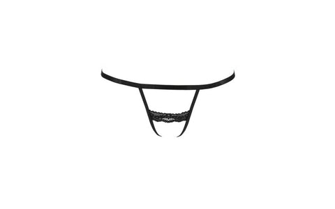 Passion Lingerie Shelly Crotchless Style Womens Thong S / M Black - G-Strings, Panties and Shorts